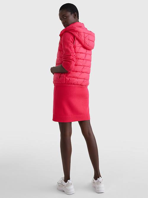 Pink Tommy Hilfiger TH Protect Hooded Padded Vest Women's Coats | TH427CBK