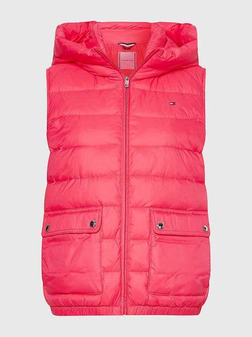 Pink Tommy Hilfiger TH Protect Hooded Padded Vest Women's Coats | TH427CBK