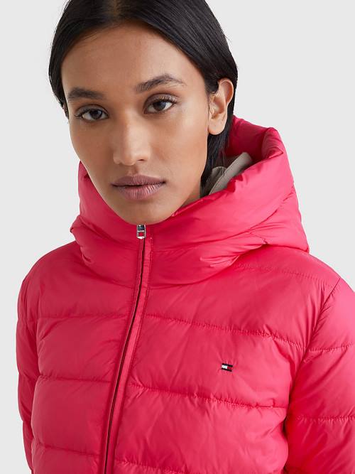 Pink Tommy Hilfiger TH Protect Hooded Padded Women's Jackets | TH719SDP