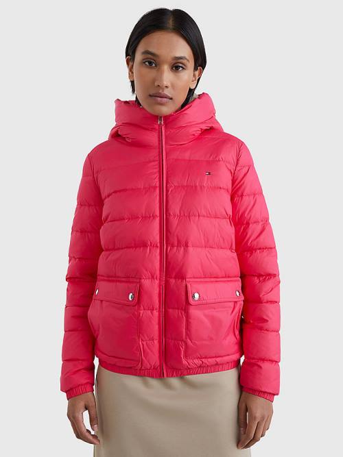 Pink Tommy Hilfiger TH Protect Hooded Padded Women\'s Jackets | TH719SDP