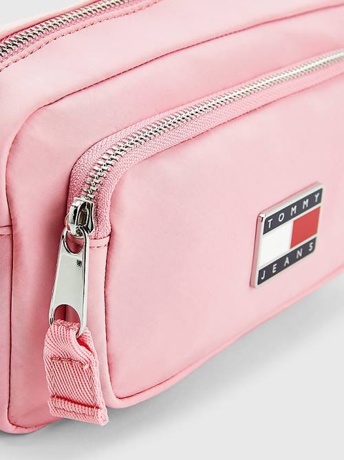 Pink Tommy Hilfiger Tommy Badge Plaque Crossover Women's Bags | TH427QJK