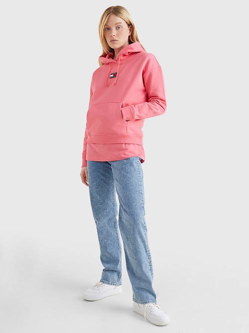 Pink Tommy Hilfiger Tommy Badge Women's Hoodie | TH921OIL