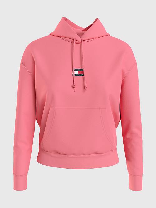 Pink Tommy Hilfiger Tommy Badge Women's Hoodie | TH921OIL