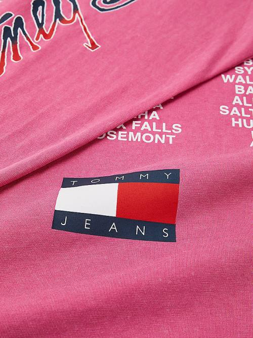 Pink Tommy Hilfiger Tommy Revisited Long Sleeve Britney Oversized Women's T Shirts | TH418XWU