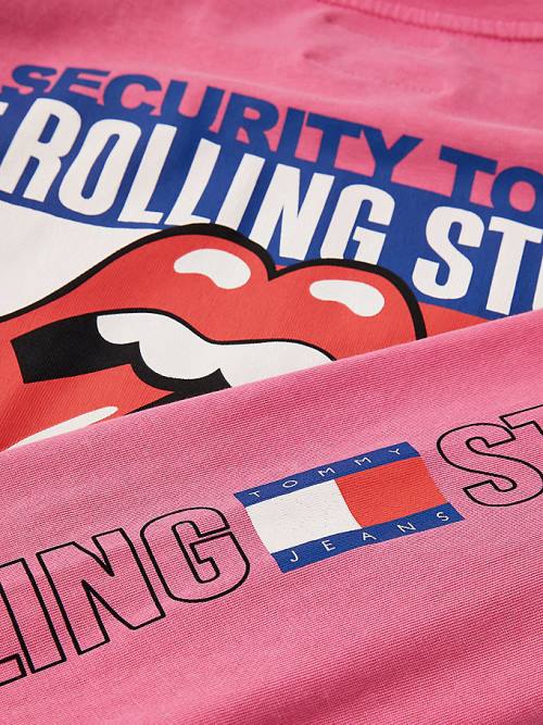 Pink Tommy Hilfiger Tommy Revisited Long Sleeve Rolling Stones Cropped Women's T Shirts | TH452XDT