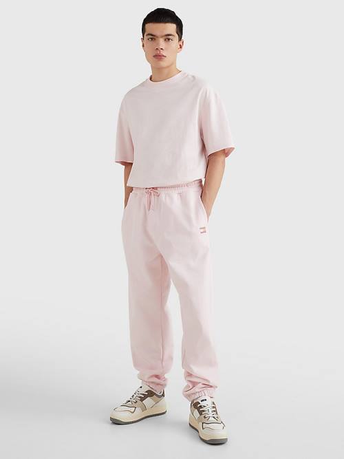 Pink Tommy Hilfiger Tonal Logo Relaxed Fit Joggers Men's Pants | TH049ADV