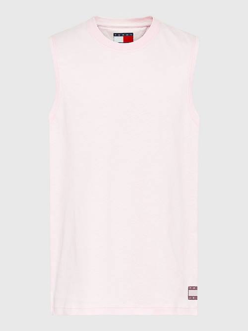 Pink Tommy Hilfiger Tonal Relaxed Fit Logo Tank Top Men's T Shirts | TH607AFL