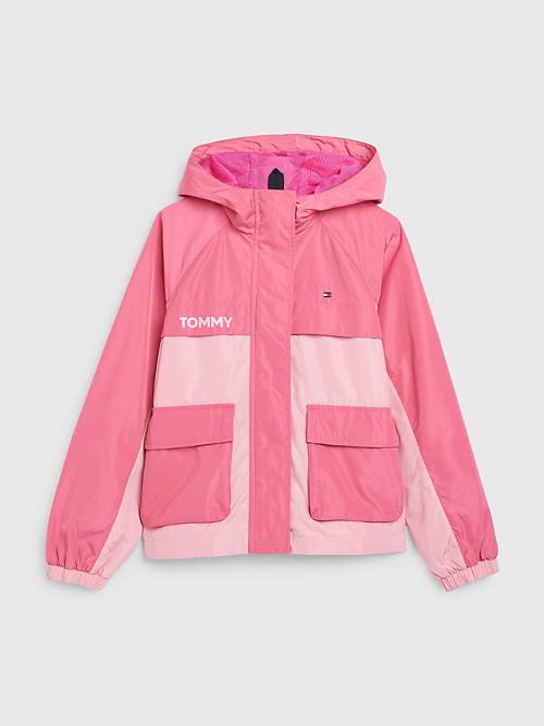 Pink Tommy Hilfiger Two-Tone Chicago Windbreaker Girls\' Jackets | TH918AQJ