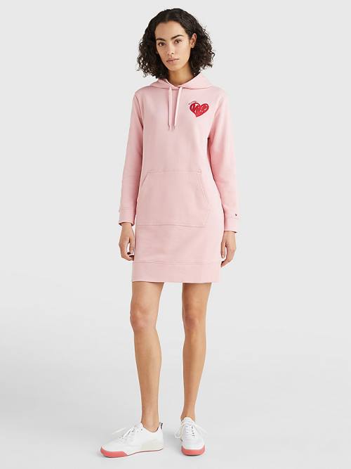 Pink Tommy Hilfiger Valentines Heart Print Women's Dress | TH492IRV