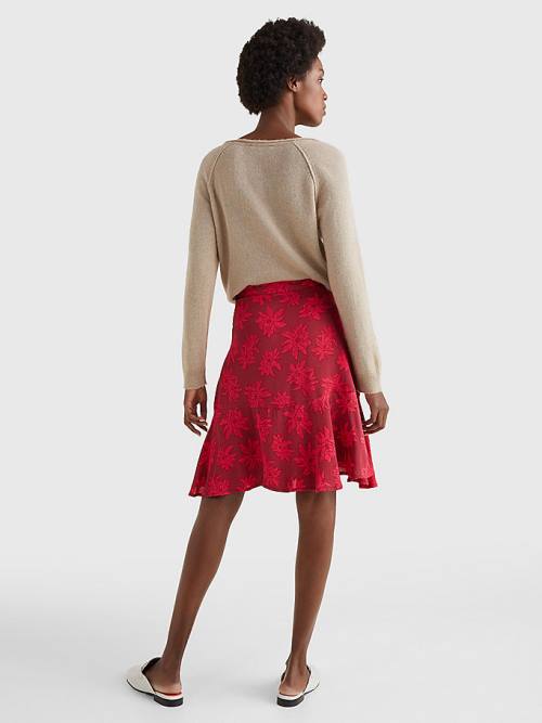 Pink Tommy Hilfiger Viscose Crepe Relaxed Fit Women's Skirts | TH859YJB