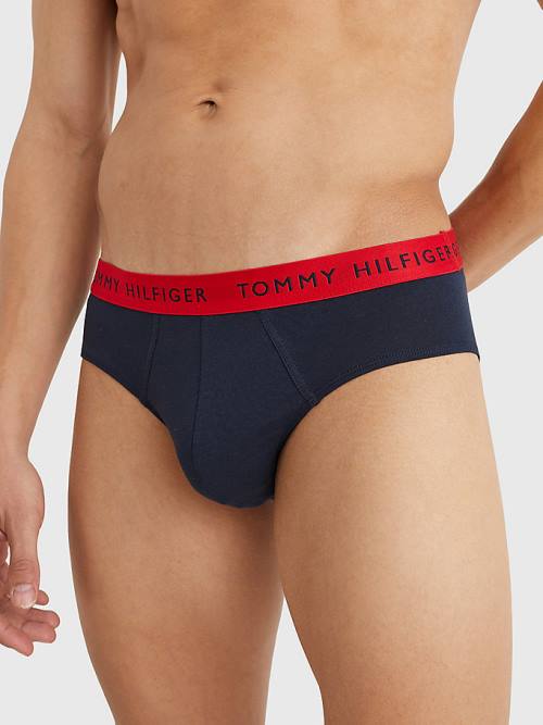 Purple Tommy Hilfiger 3-Pack Logo Waistband Briefs Men's Underwear | TH540JHN