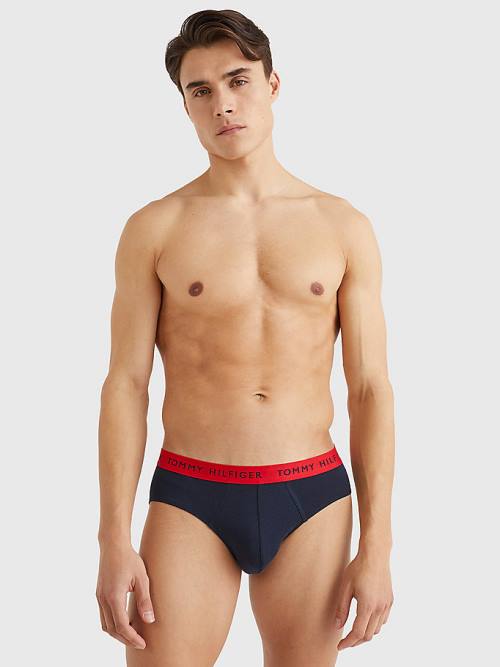 Purple Tommy Hilfiger 3-Pack Logo Waistband Briefs Men's Underwear | TH540JHN