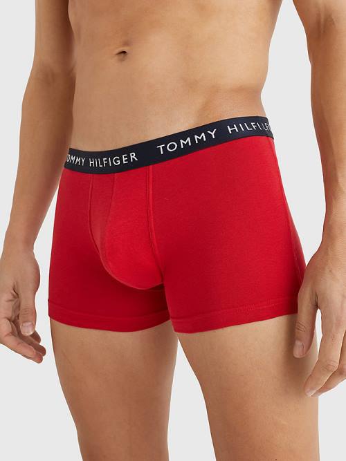 Purple Tommy Hilfiger 3-Pack Logo Waistband Trunks Men's Underwear | TH856UYS