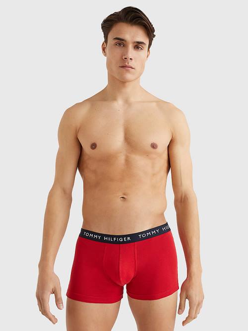 Purple Tommy Hilfiger 3-Pack Logo Waistband Trunks Men's Underwear | TH856UYS