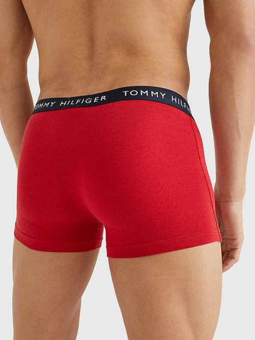 Purple Tommy Hilfiger 3-Pack Logo Waistband Trunks Men's Underwear | TH856UYS