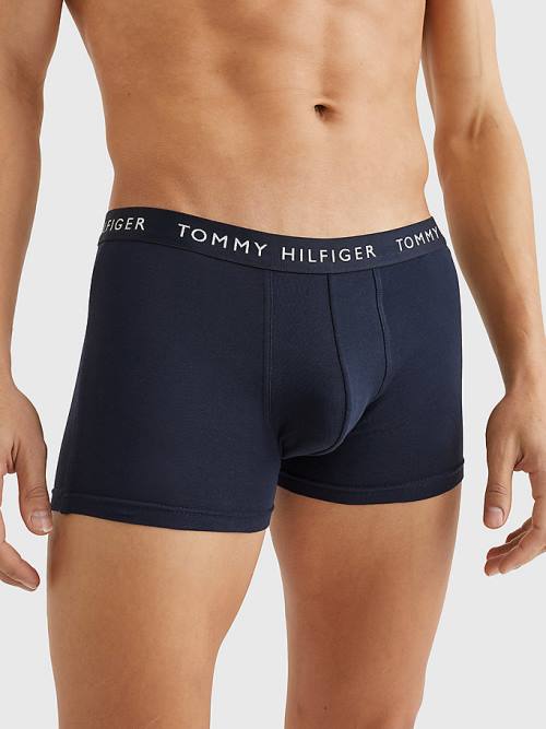 Purple Tommy Hilfiger 3-Pack Logo Waistband Trunks Men's Underwear | TH856UYS