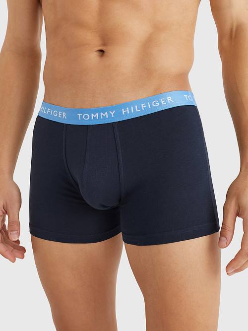 Purple Tommy Hilfiger 3-Pack Repeat Logo Trunks Men's Underwear | TH809PLO