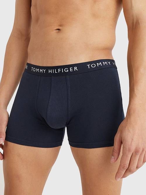 Purple Tommy Hilfiger 3-Pack Repeat Logo Trunks Men's Underwear | TH853DXJ