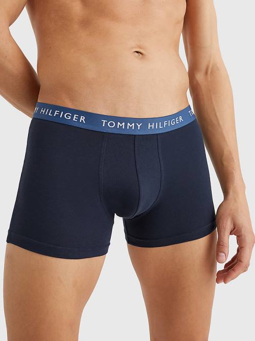 Purple Tommy Hilfiger 3-Pack Repeat Logo Trunks Men's Underwear | TH853DXJ