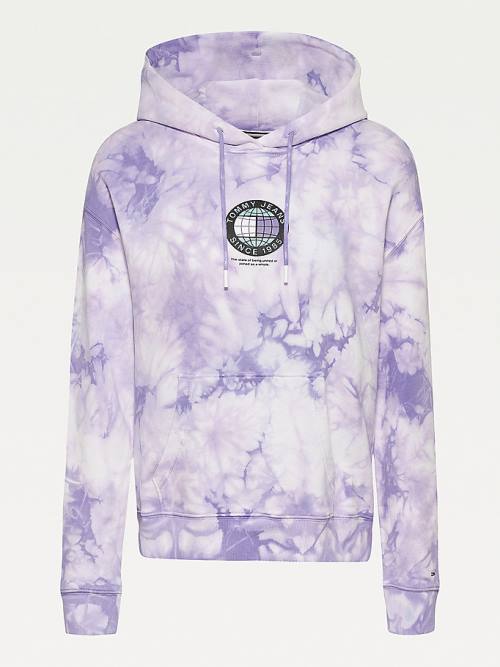 Purple Tommy Hilfiger Boxy Tie-Dye Women's Hoodie | TH895PES