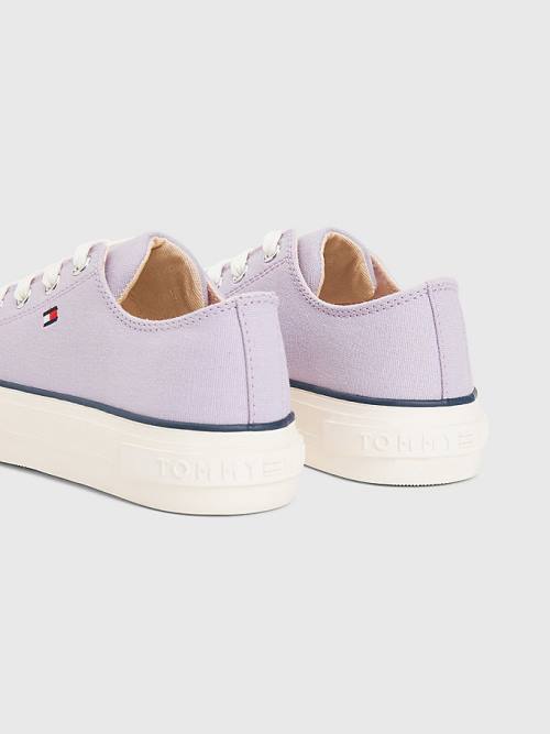 Purple Tommy Hilfiger Canvas Chunky Low-Top Girls' Sneakers | TH563FLQ