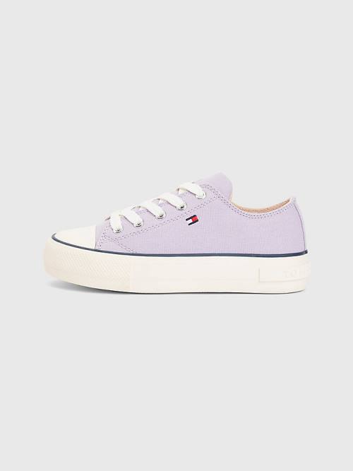 Purple Tommy Hilfiger Canvas Chunky Low-Top Girls' Sneakers | TH563FLQ