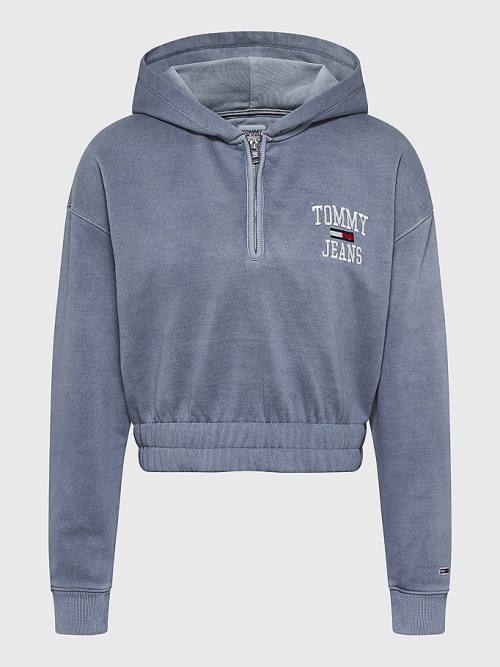 Purple Tommy Hilfiger College Cropped Quarter-Zip Women's Hoodie | TH648ZXF