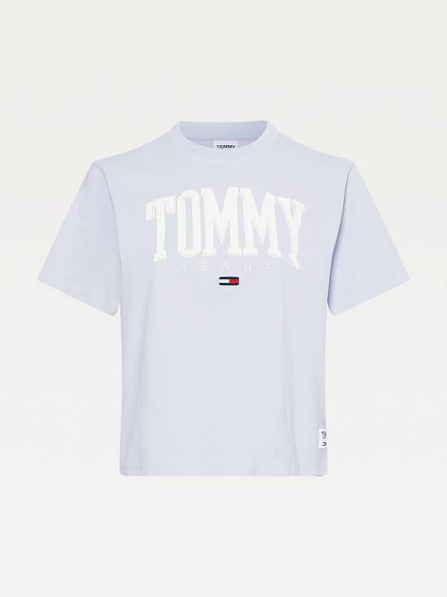 Purple Tommy Hilfiger College Organic Cotton Boyfriend Fit Women's T Shirts | TH087HFQ