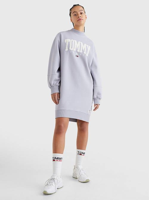 Purple Tommy Hilfiger College Sweatshirt Women's Dress | TH710HTC