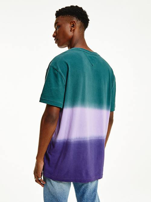 Purple Tommy Hilfiger Colour-Blocked Dip Dye Relaxed Fit Men's T Shirts | TH486EFB