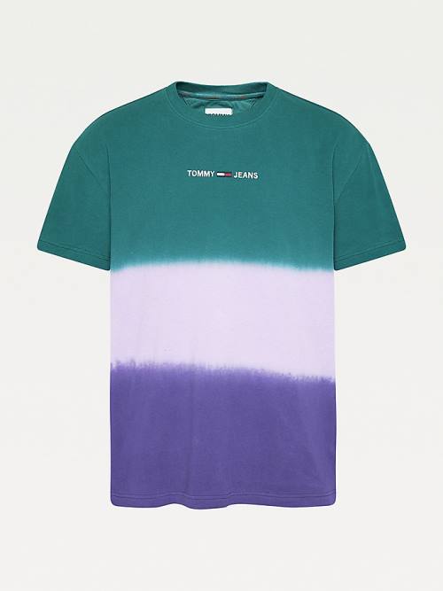 Purple Tommy Hilfiger Colour-Blocked Dip Dye Relaxed Fit Men's T Shirts | TH486EFB