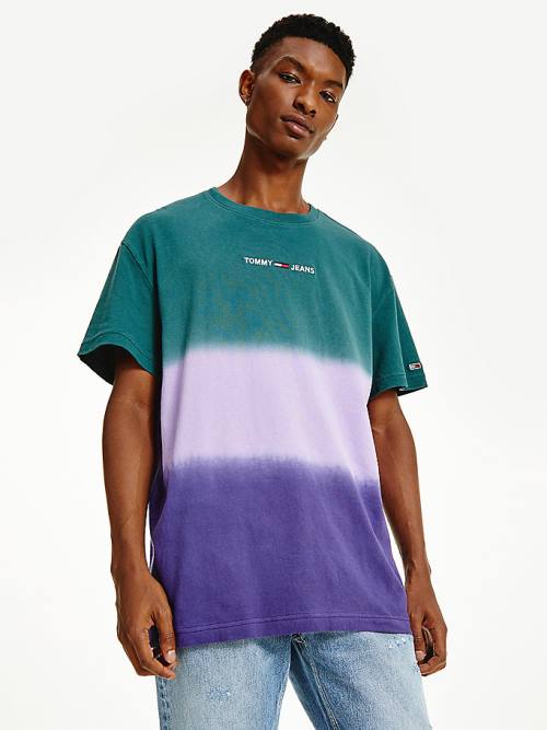 Purple Tommy Hilfiger Colour-Blocked Dip Dye Relaxed Fit Men\'s T Shirts | TH486EFB