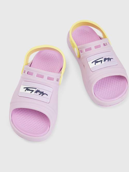 Purple Tommy Hilfiger Comfy Signature Logo Girls' Sandals | TH613KLT