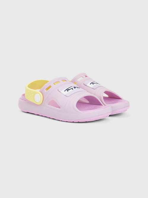 Purple Tommy Hilfiger Comfy Signature Logo Girls\' Sandals | TH613KLT