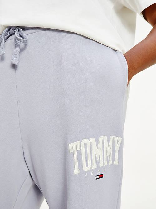 Purple Tommy Hilfiger Curve College Tommy Badge Plush Joggers Women's Pants | TH683AIQ