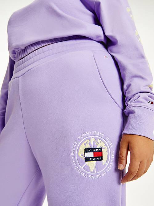 Purple Tommy Hilfiger Curve Logo Recycled Cotton Blend Joggers Women's Pants | TH915SQJ