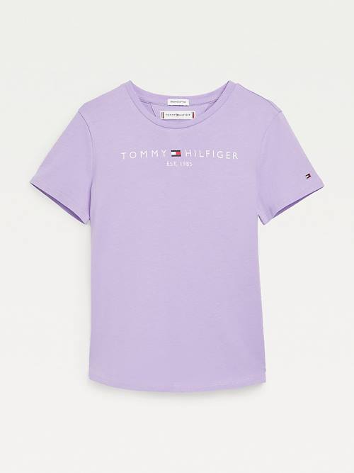 Purple Tommy Hilfiger Essential Logo Girls\' T Shirts | TH684CBQ