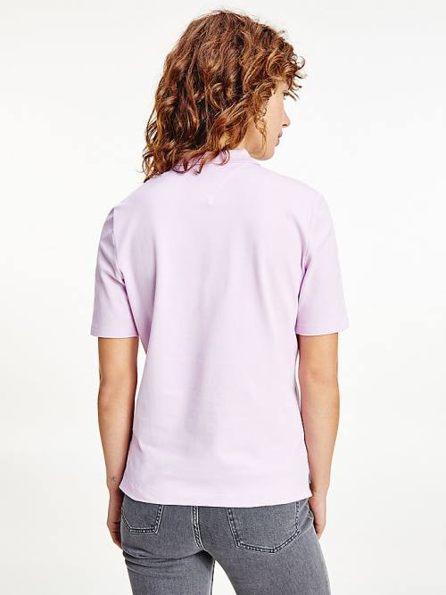 Purple Tommy Hilfiger Essential Placket Detail Women's Polo Shirts | TH461ECU