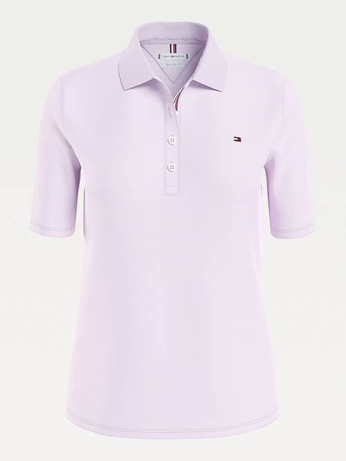 Purple Tommy Hilfiger Essential Placket Detail Women's Polo Shirts | TH461ECU