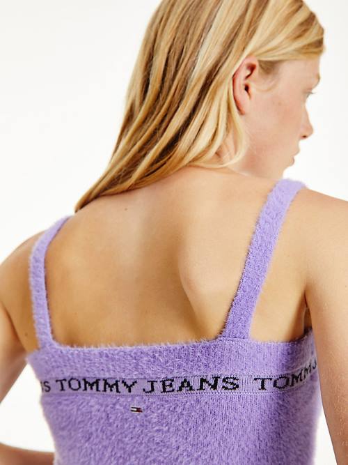 Purple Tommy Hilfiger Furry Cropped Cami Women's Sweaters | TH483LPB