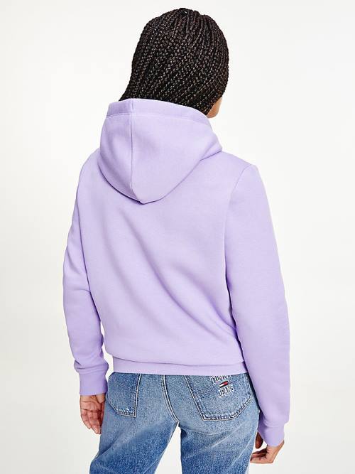 Purple Tommy Hilfiger Linear Logo Women's Hoodie | TH280UQX