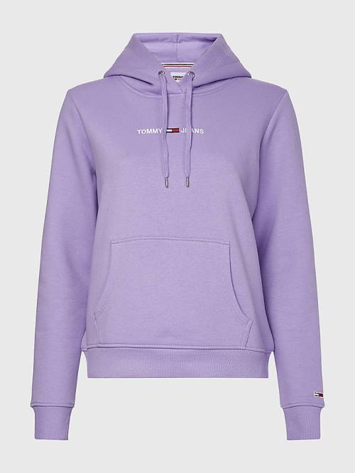 Purple Tommy Hilfiger Linear Logo Women's Hoodie | TH280UQX