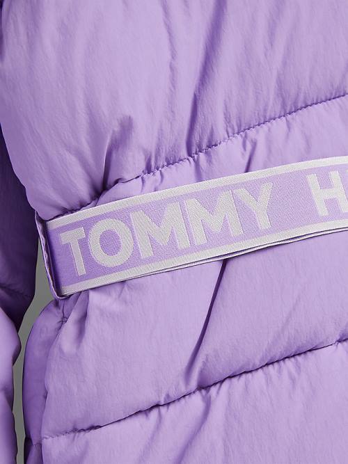 Purple Tommy Hilfiger Logo Belt Recycled Puffer Girls' Jackets | TH345VXJ