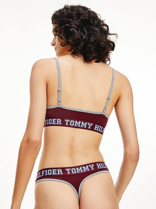 Purple Tommy Hilfiger Logo Contrast Trim Unpadded Bralette Women's Underwear | TH128SDU