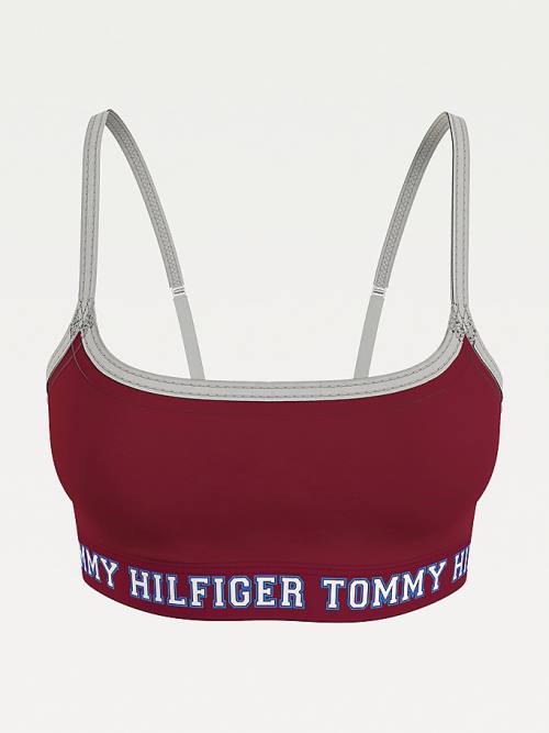 Purple Tommy Hilfiger Logo Contrast Trim Unpadded Bralette Women's Underwear | TH128SDU