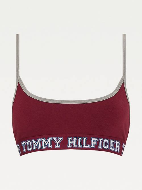 Purple Tommy Hilfiger Logo Contrast Trim Unpadded Bralette Women's Underwear | TH128SDU