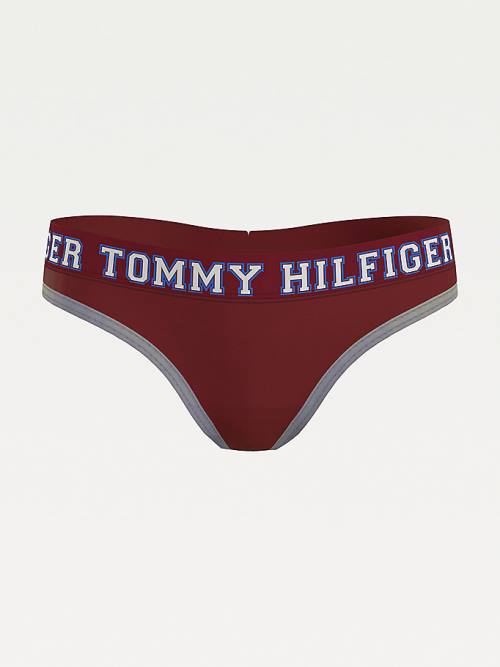 Purple Tommy Hilfiger Logo Contrast Trim Thong Women's Underwear | TH438YRA