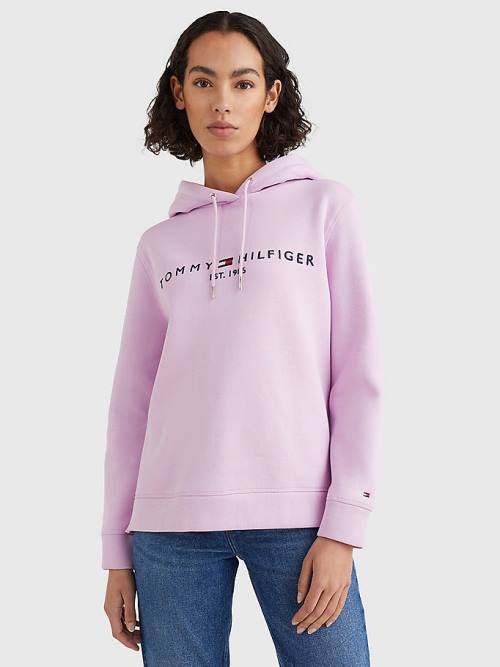 Purple Tommy Hilfiger Logo Drawstring Regular Fit Women\'s Hoodie | TH768FAO