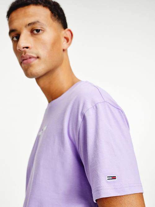 Purple Tommy Hilfiger Logo Flag Patch Men's T Shirts | TH519PRD