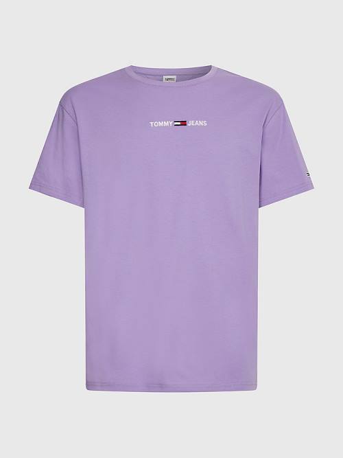 Purple Tommy Hilfiger Logo Flag Patch Men's T Shirts | TH519PRD